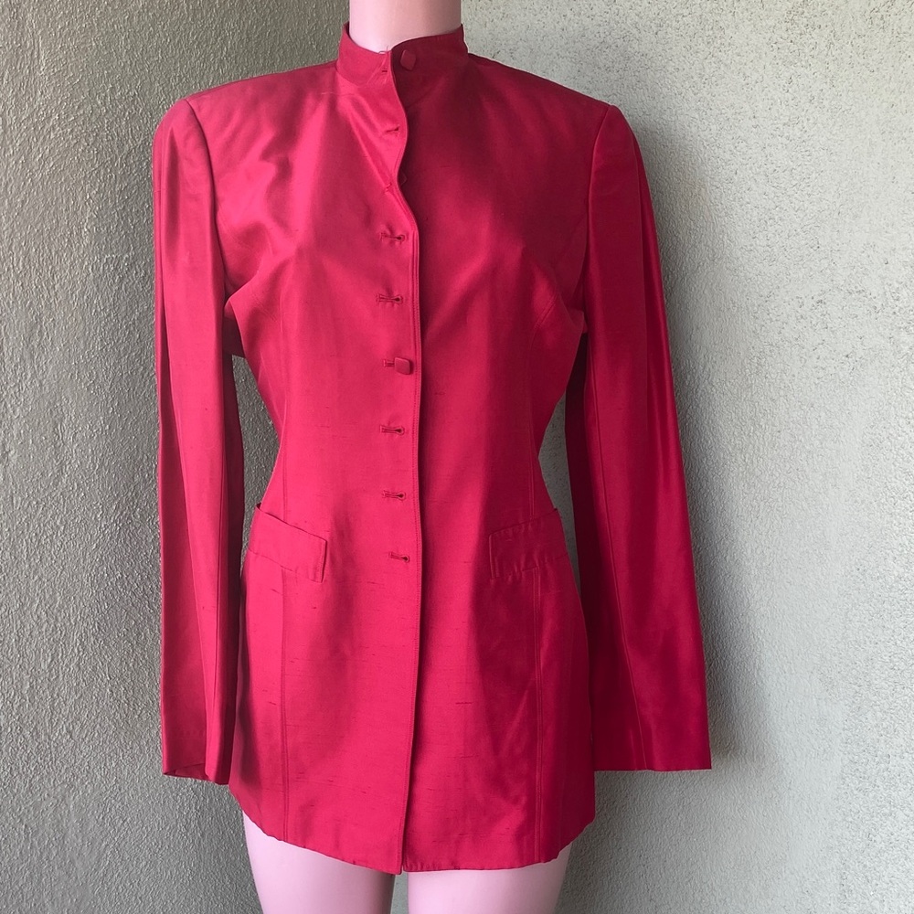 Dana Buchman Fuchsia Mandarin Collar Blazer